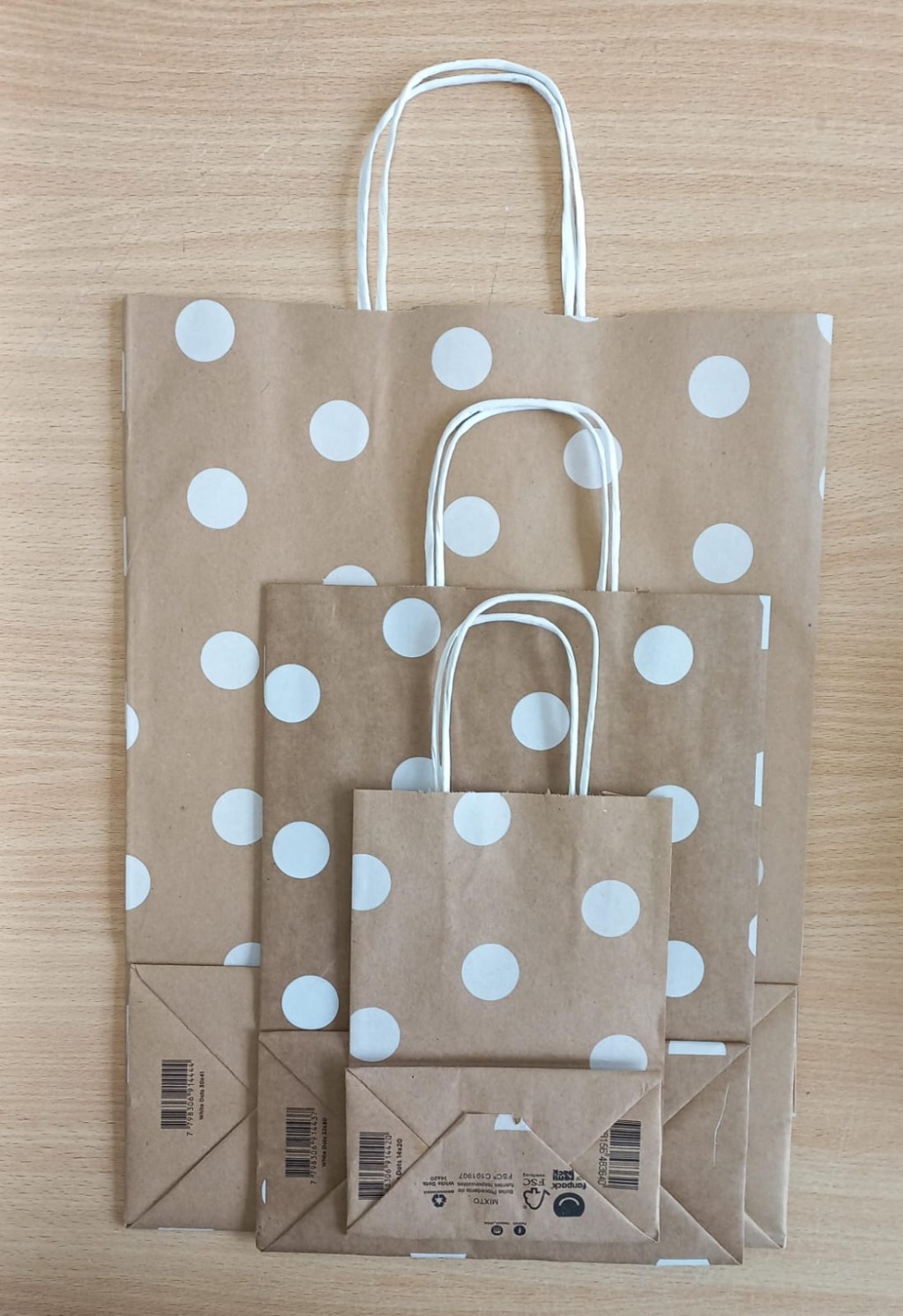 BOLSA REG.C/MJA.22x10x30cm.WHITE DOTS